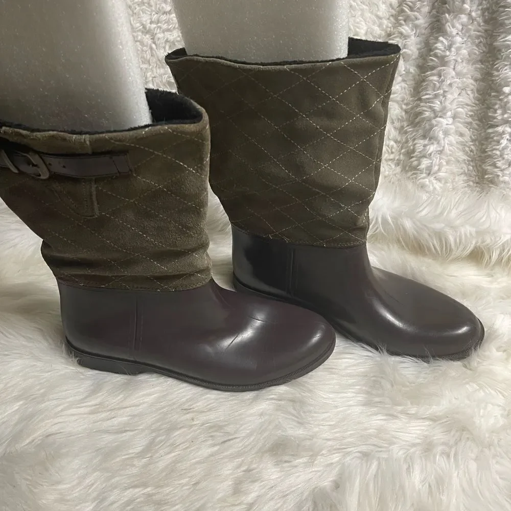 Storm by cougar boots. Brown Rubber and leather suede slip on Rain boots SZ11M